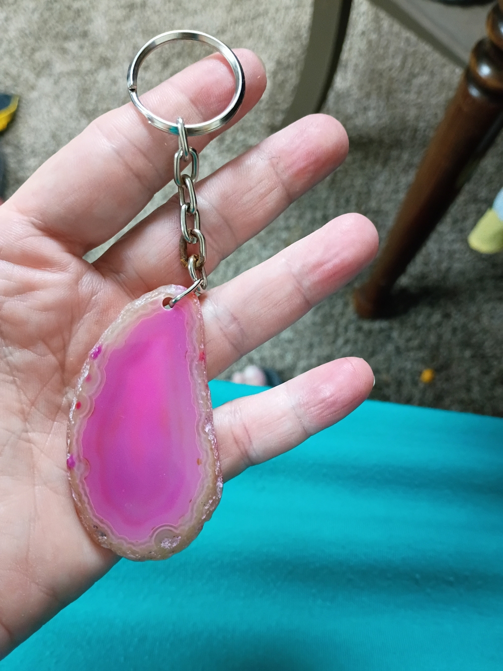 Pink Agate Slice Keychain - Women Accessories